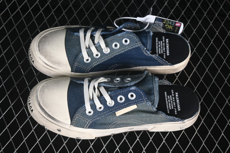 Balenciaga Paris Low Top Lace-Up Mules with Distressed Finish - W3RCL4090