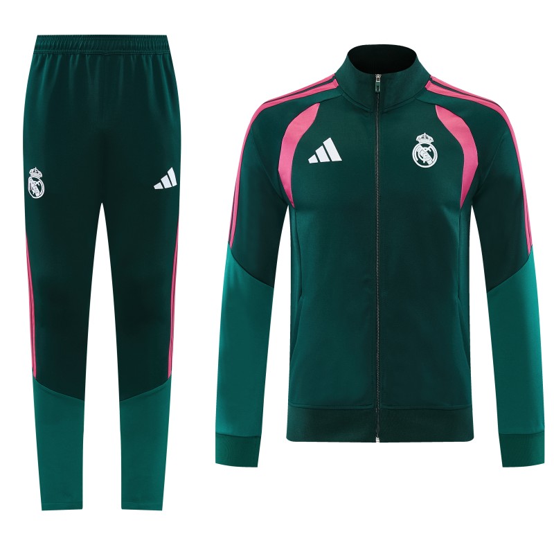 26/27 Real Madrid 02 Dark Green Full Zipper Jacket + Long Pants