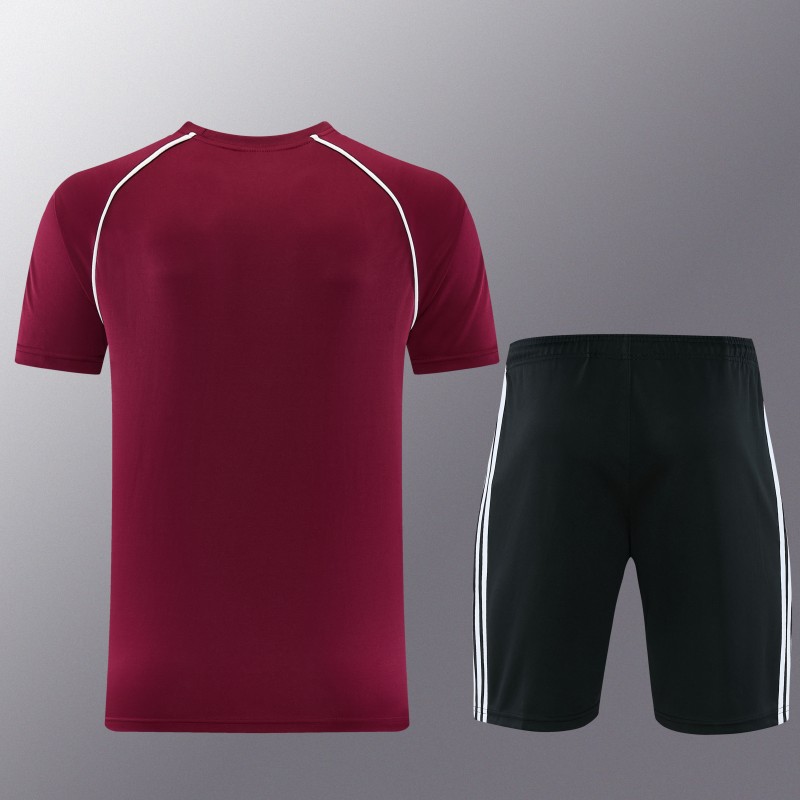 26/27 Adidas AD15  Dark Red Short Sleeve+Soccer Shorts