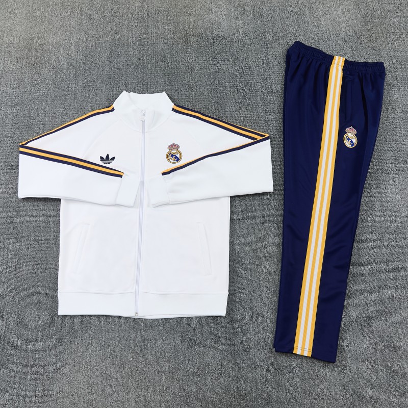 26/27 Real Madrid White Full Zipper Jacket Tracksuit + Long Pants