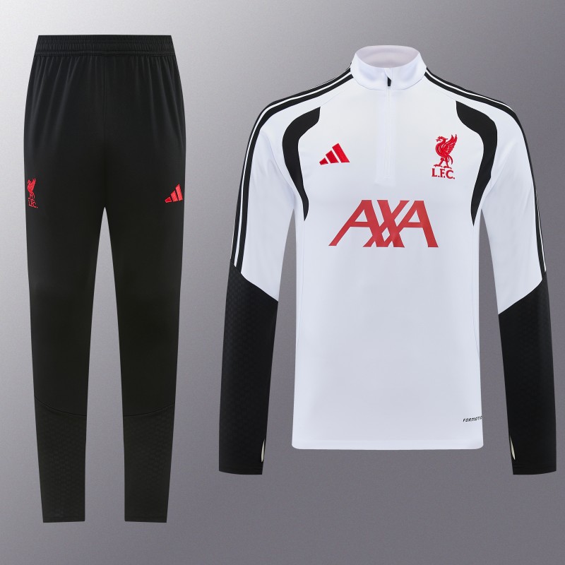 26/27 Liverpool White Half Zipper Jacket Tracksuit + Long Pants