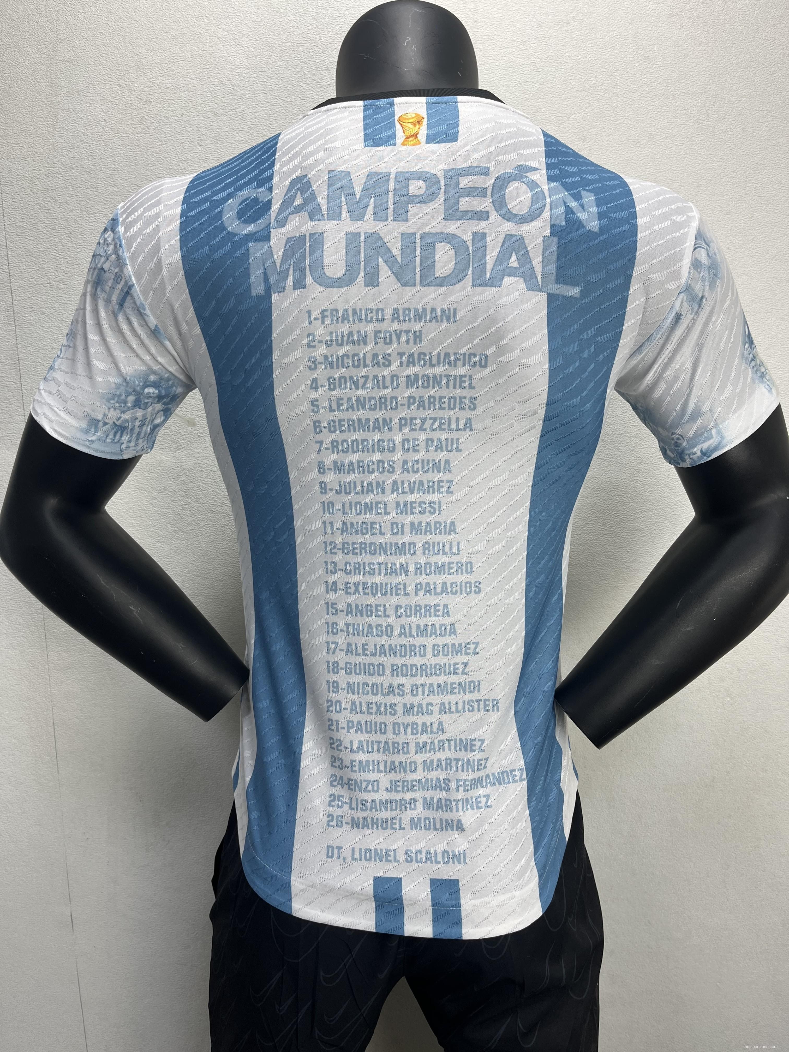 Player Version 3 Stars 2022 Argentina Campeones Mundo Home Special Jersey
