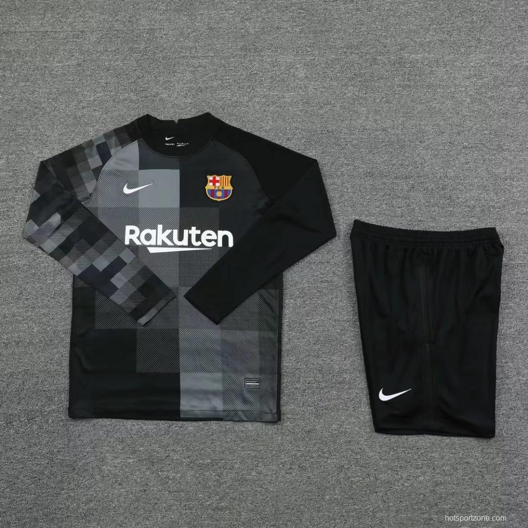 21/22 Barcelona Long Sleeve Black Goalkeeper Jesrey+Shorts