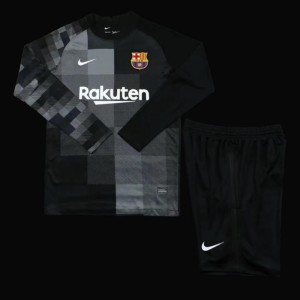 21/22 Barcelona Long Sleeve Black Goalkeeper Jesrey+Shorts