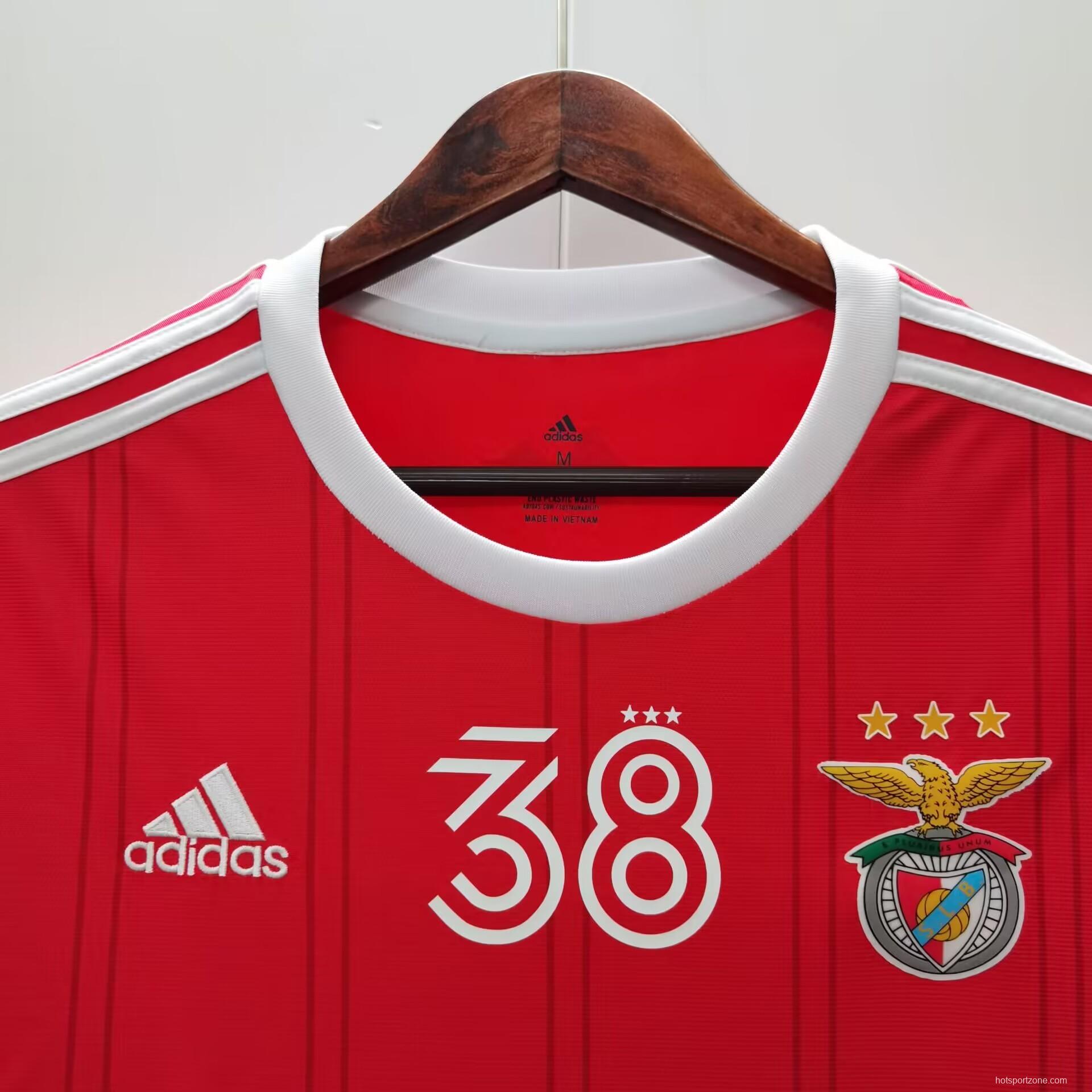 22/23 Benfica Home 38 Champions Jersey With Full Patches