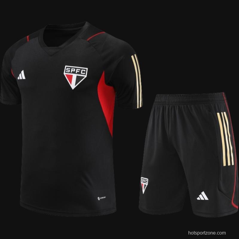 23-24 Sao Paulo Black Short Sleeve Jersey+Shorts