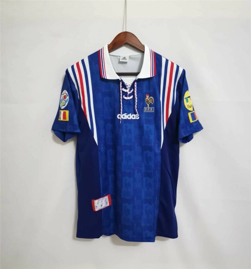 Retro 1996 France Home Jersey With EURO 1996 Patch