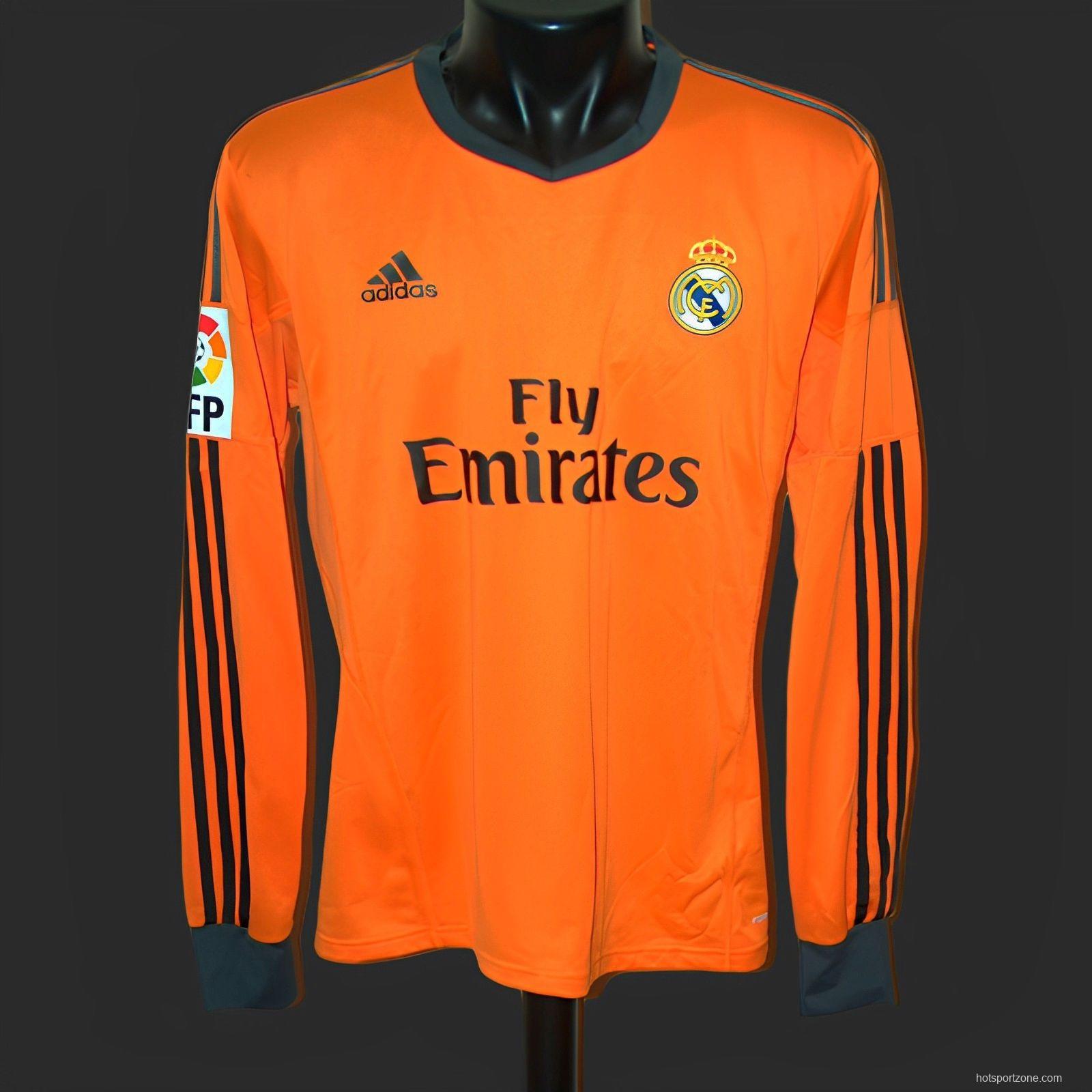 Retro 13/14 Real Madrid Third Orange Long Sleeve Jersey Worn By Ronaldo