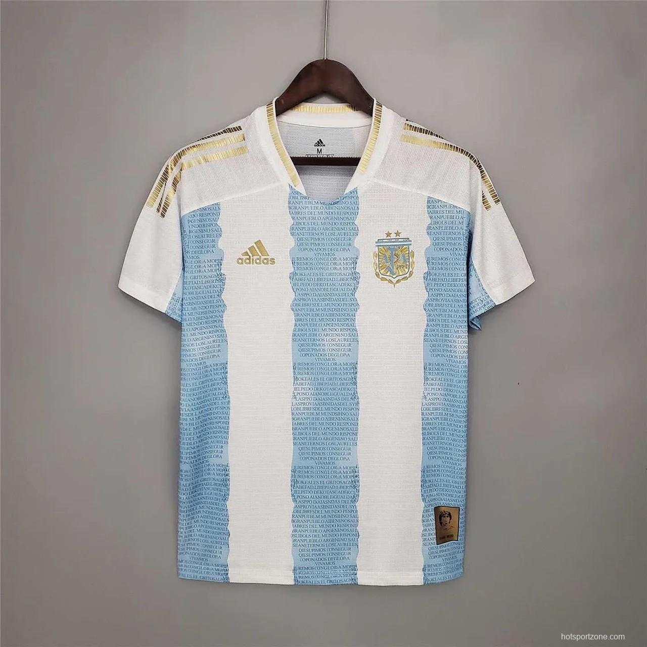 Retro 2021 Argentina Home Maradona Commemorative Edition Jersey