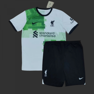 23/24 Kids Liverpool Away White Green Jersey