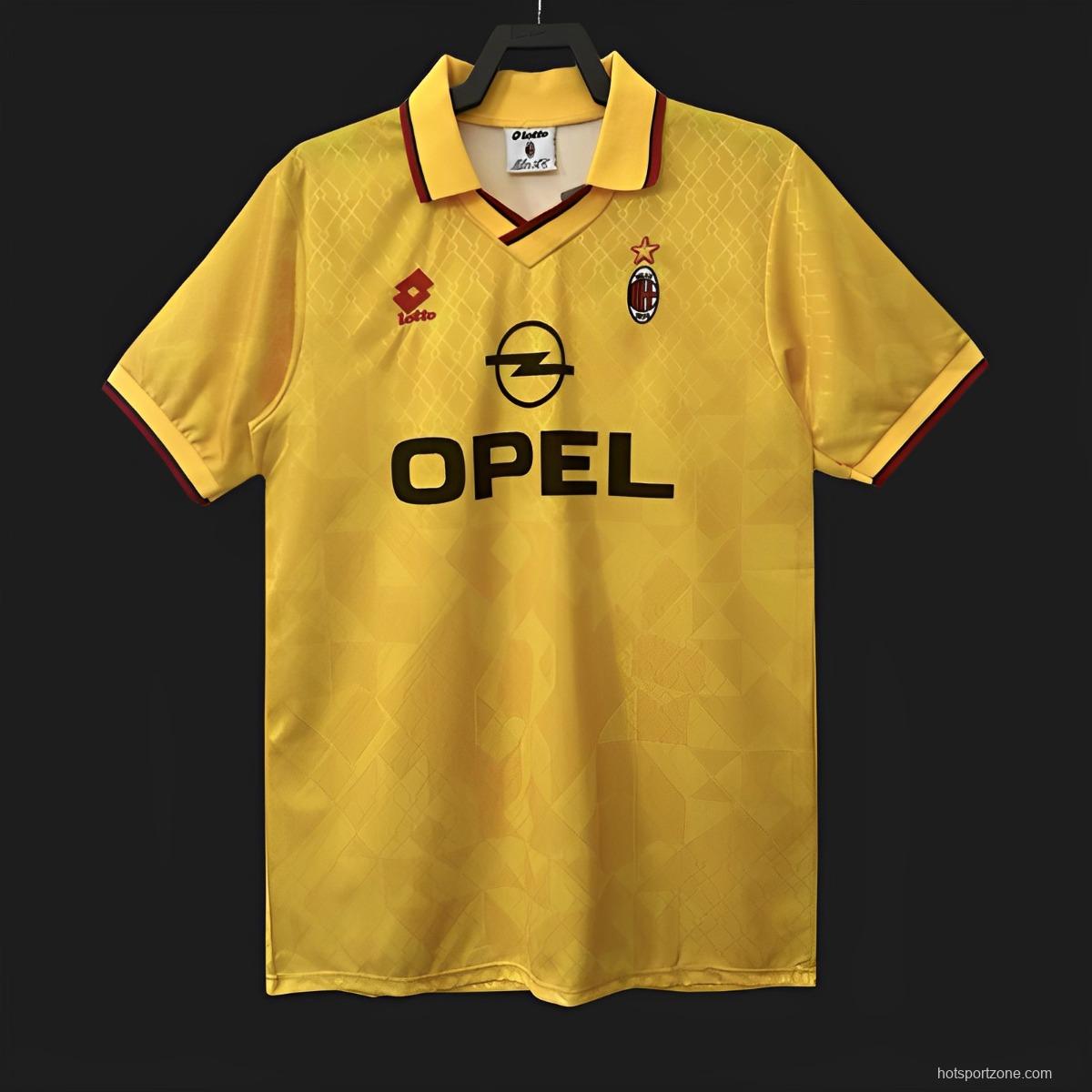 Retro 95/96 AC Milan Away Yellow Jersey