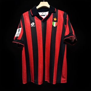 Retro 93/94 AC Milan Home Champion League Jersey With Patches
