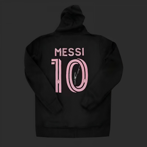 23/24 Inter Miami Black Hoodie Jacket Signed By Messi