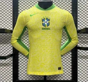 Player Version 2024 Brazil Home Long Sleeve Jersey