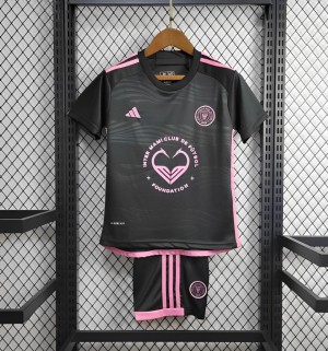 24/25 Kids Inter Miami Away Black Jersey With New Sponsor