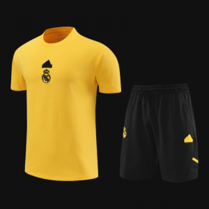 23/24 Real Madrid Yellow Cotton Short Sleeve Jersey+Shorts