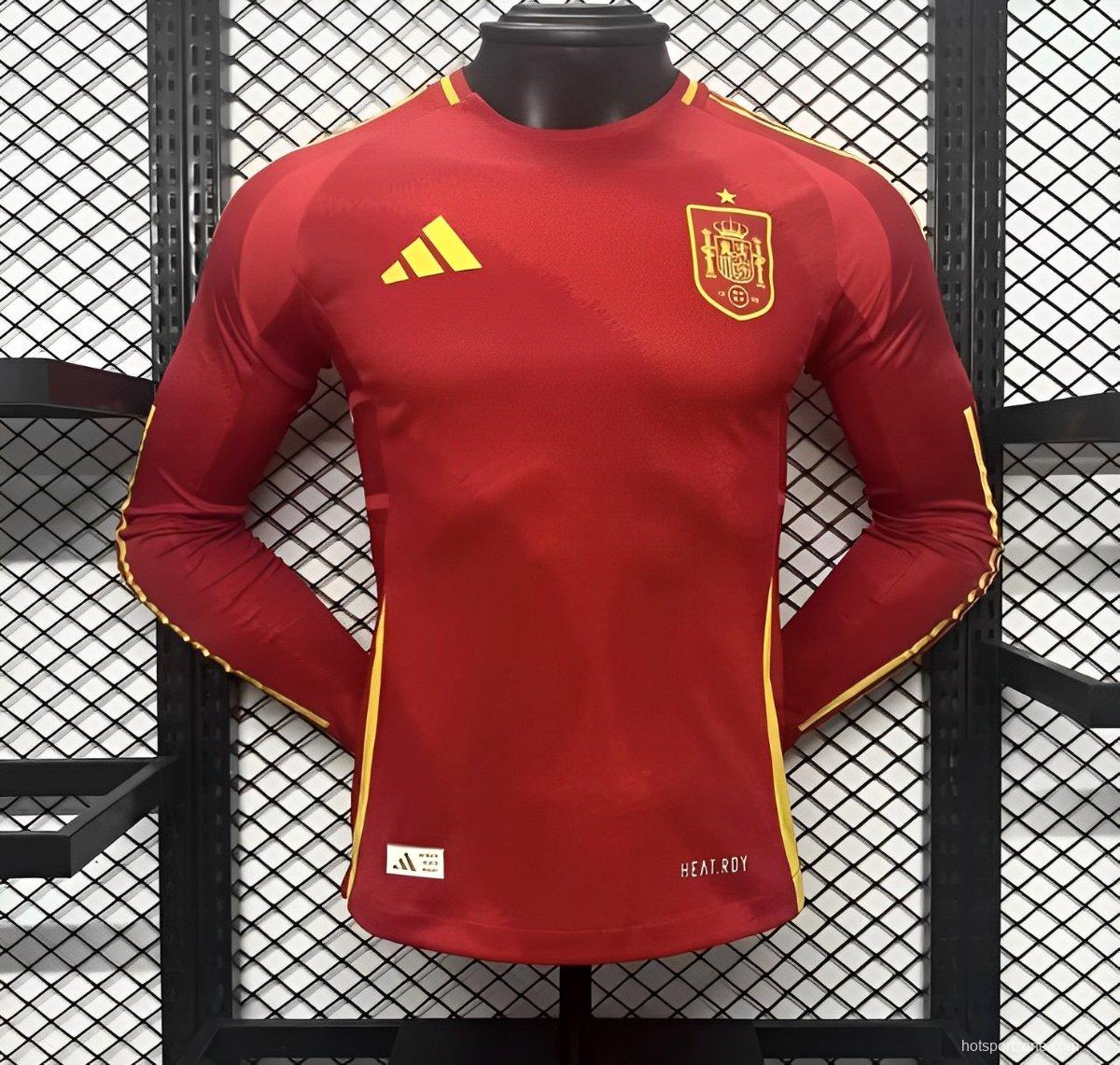 Player Version 2024 Spain Home Long Sleeve Jersey