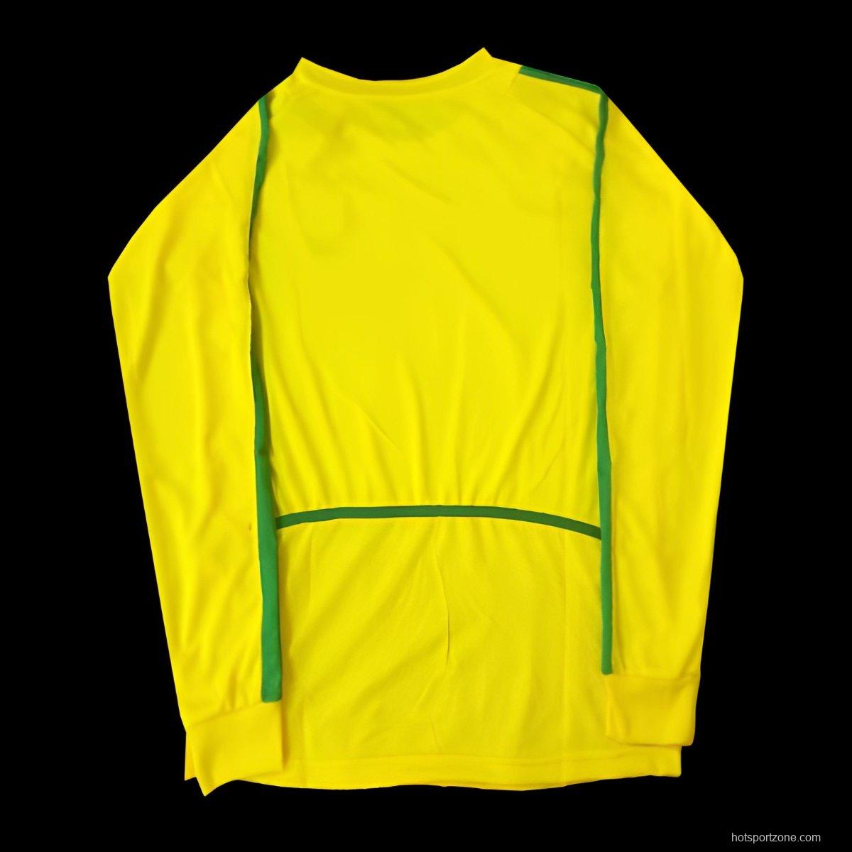 Retro 2002 Brazil Home Long Sleeve Jersey