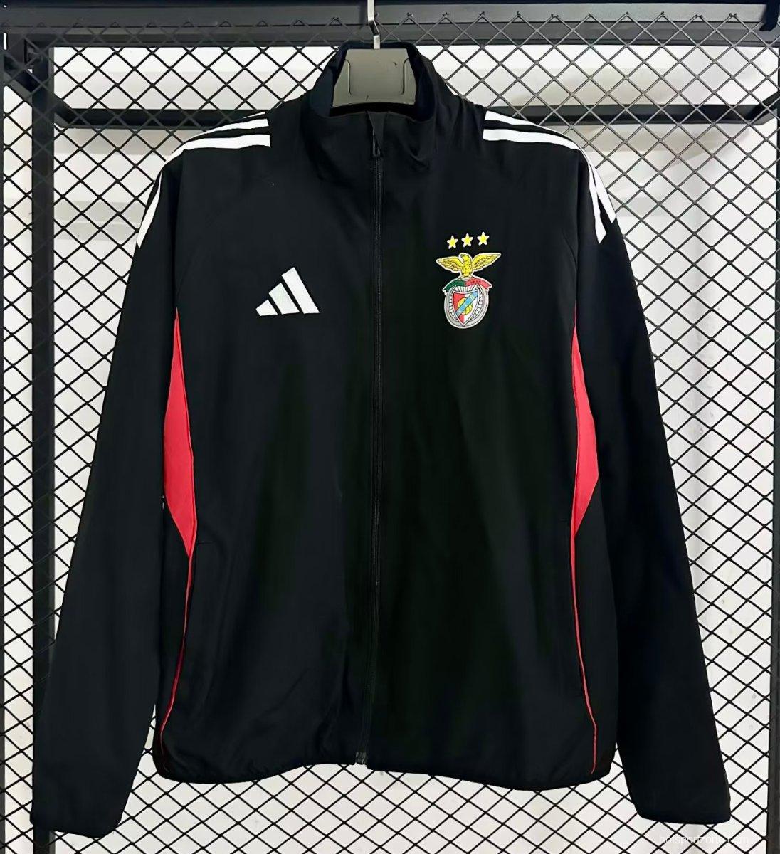 25/26 Benfica BLACK Full Zipper Windbreaker