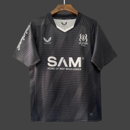 25/26 Ulster Rugby Black with Horizontal Stripe Pattern Jersey