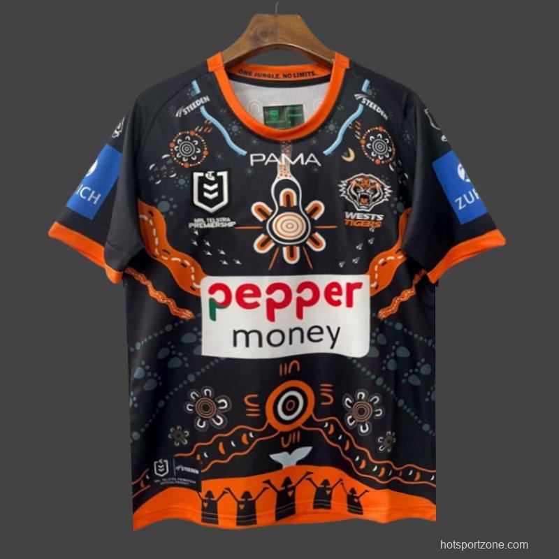 25/26 Wests Tigers Black with Indigenous Art Jersey