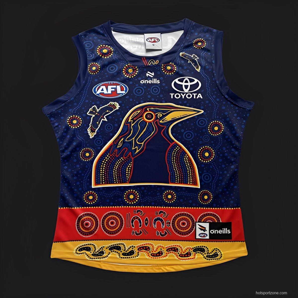 25/26 Adelaide Crows Navy with Indigenous Aboriginal Art Crow Design Guernsey