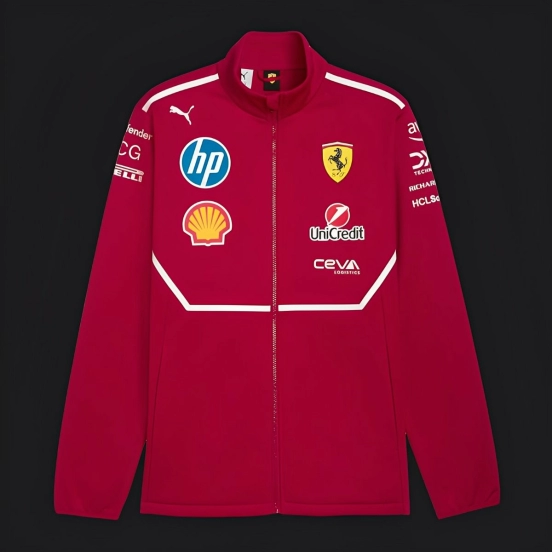 2025 F1 Scuderia Ferrari Red with White Stripe Team Jacket