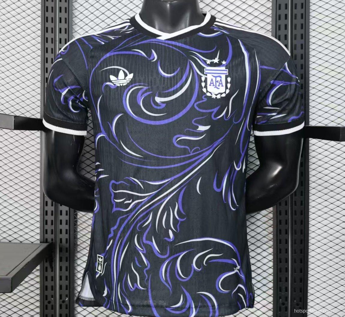 Player Version 2026 Argentina Third Black with Artistic Swirl Pattern Jersey