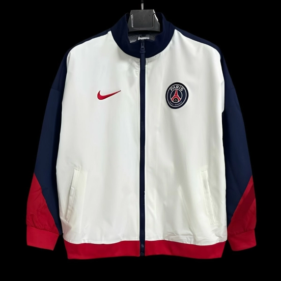 25/26 PSG White Full Zipper Windbreaker