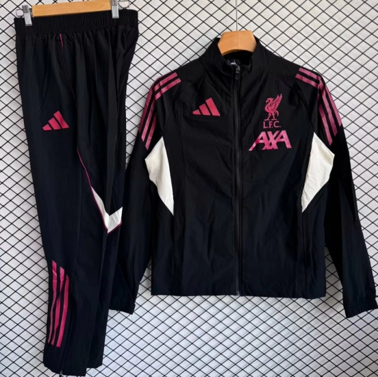 25/26 Liverpool Black with Pink Full zipper Jacket Tracksuit+ long pants