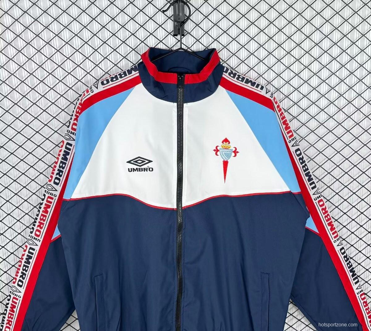 Retro 98/99 Celta Navy/White Full Zipper Windbreaker