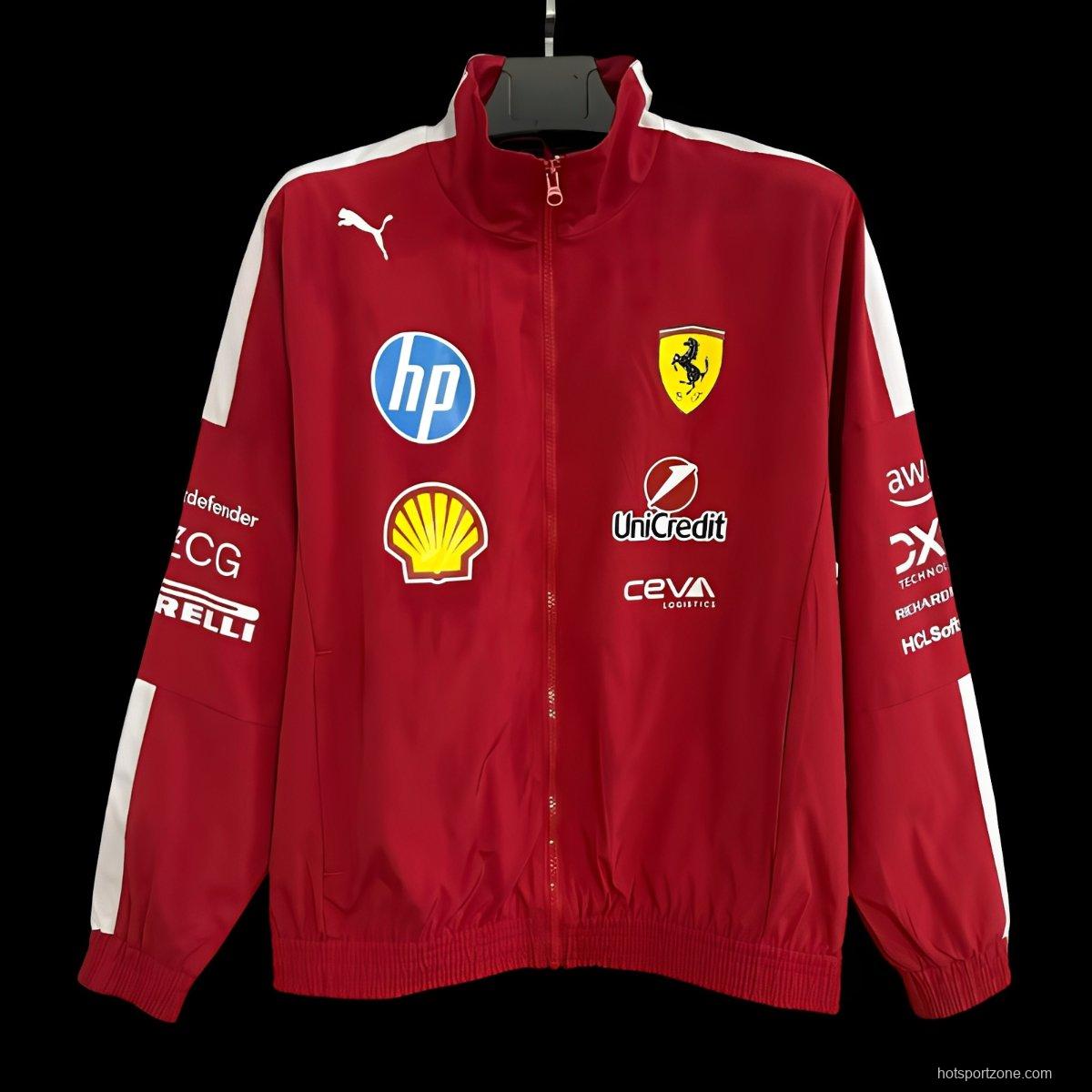 2026 F1 Ferrari Red Full Zipper Windbreaker