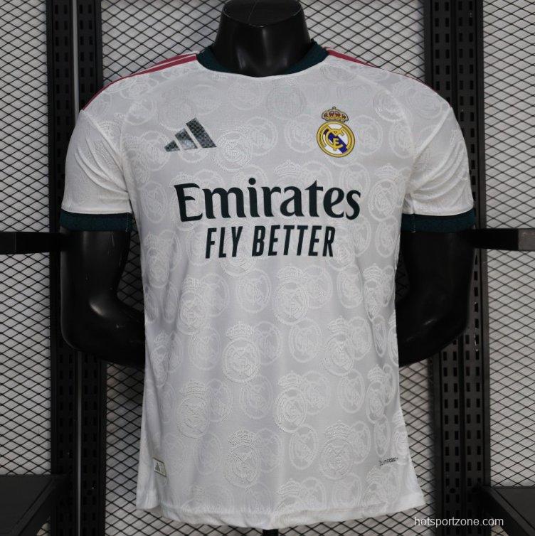 25/26 Player Version Real Madrid White with Subtle Crest Pattern Jersey