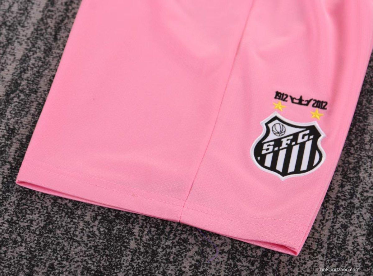 Retro 12/13 Kids Santos Away Pink Long Sleeve Jersey