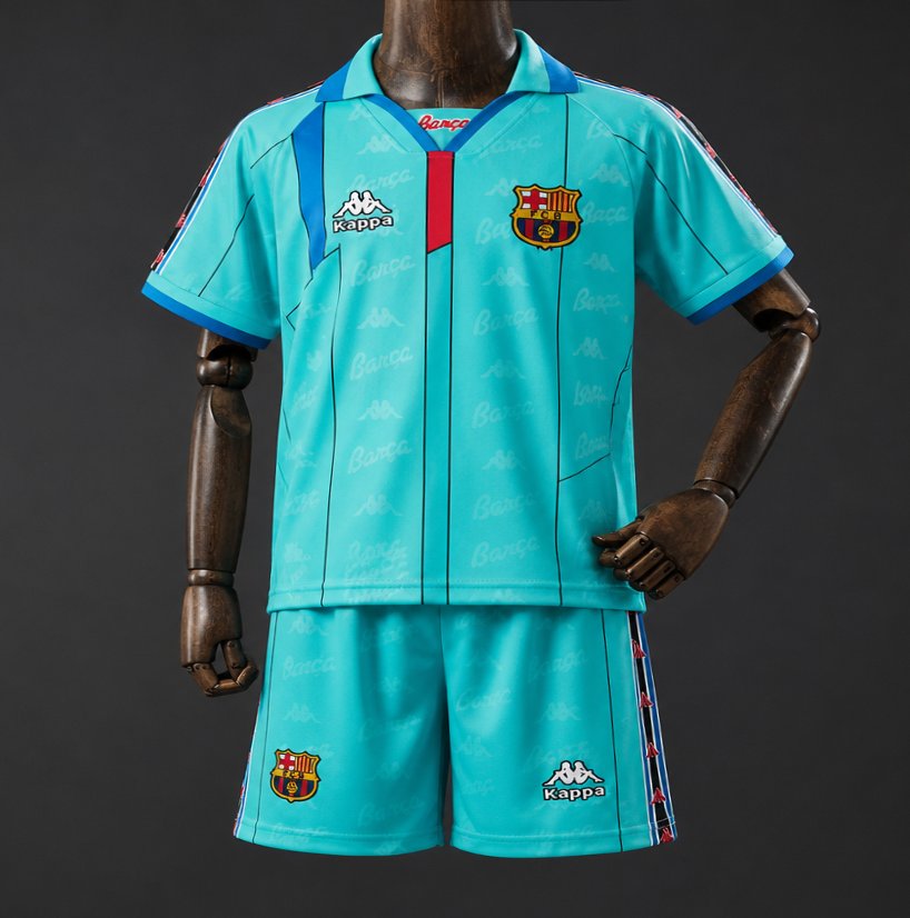 96/97 Kids Barcelona Away Retro Kit Jersey Size 16-28