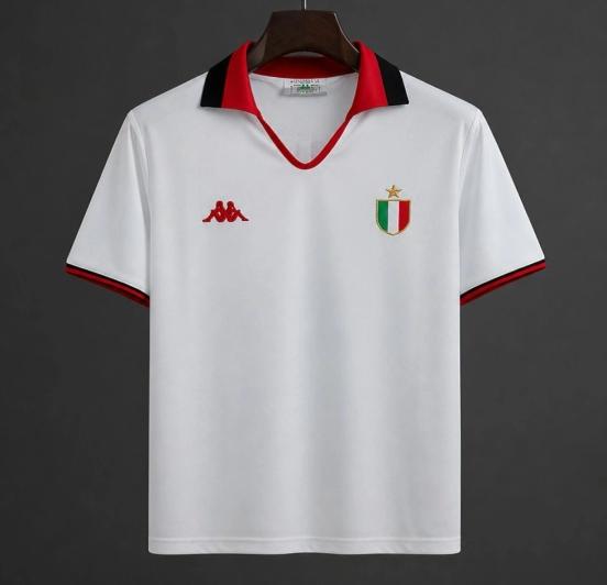 Retro 88/89 AC Miilan Away White Champion League Jersey