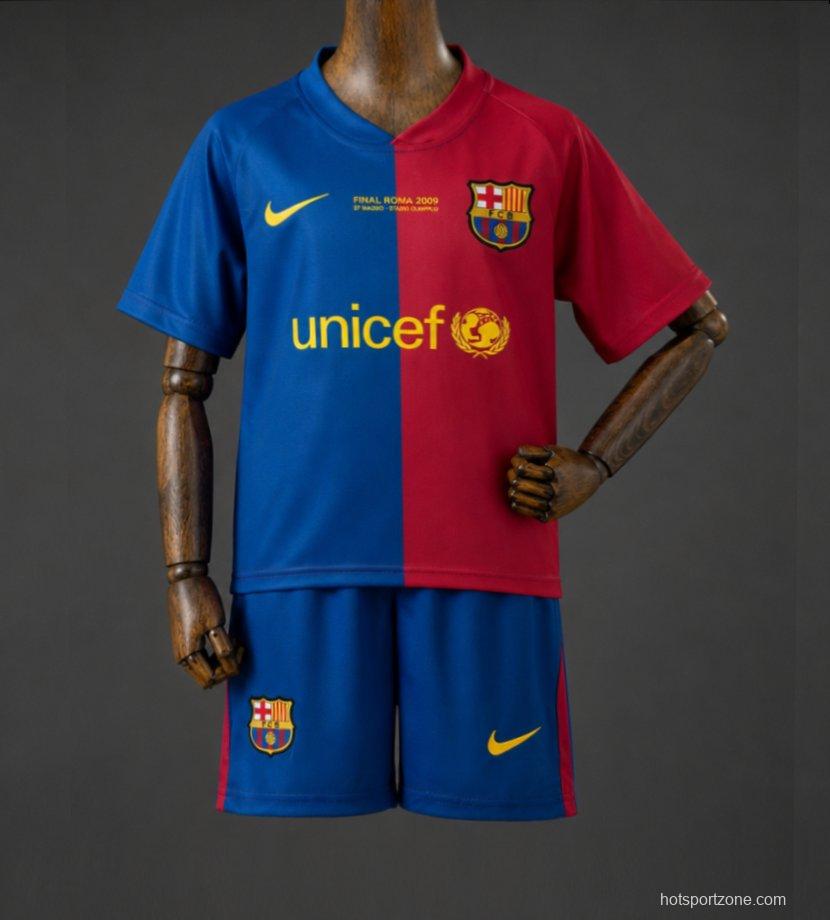 08/09 Kids Barcelona Home Retro Kit Jersey Size 16-28