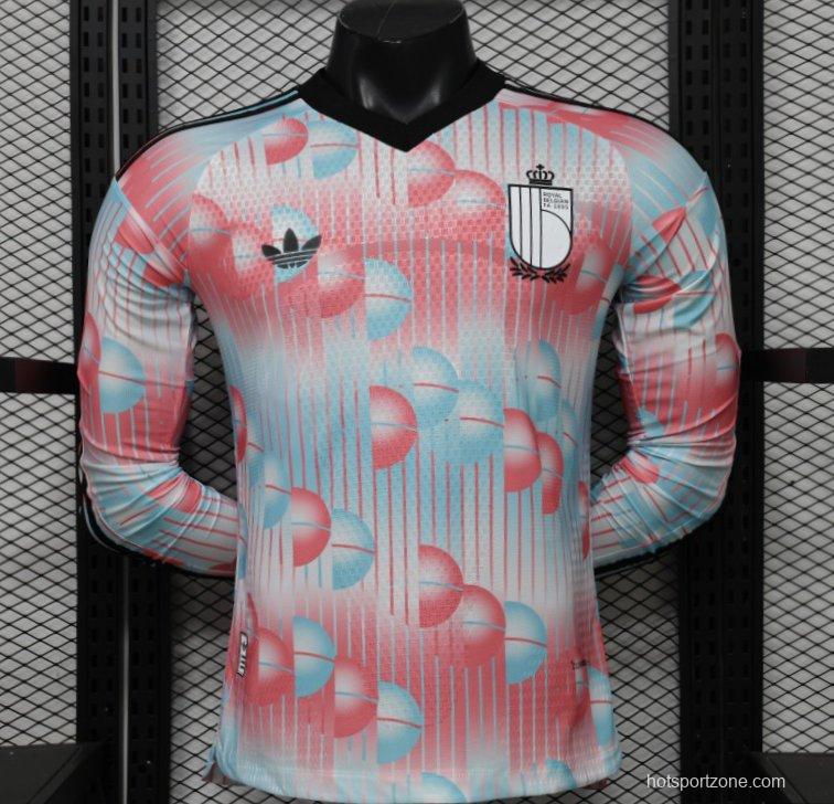 Player Version 26/27 Belgium Frozen Blue & Pink  Away Long Sleeve Jersey