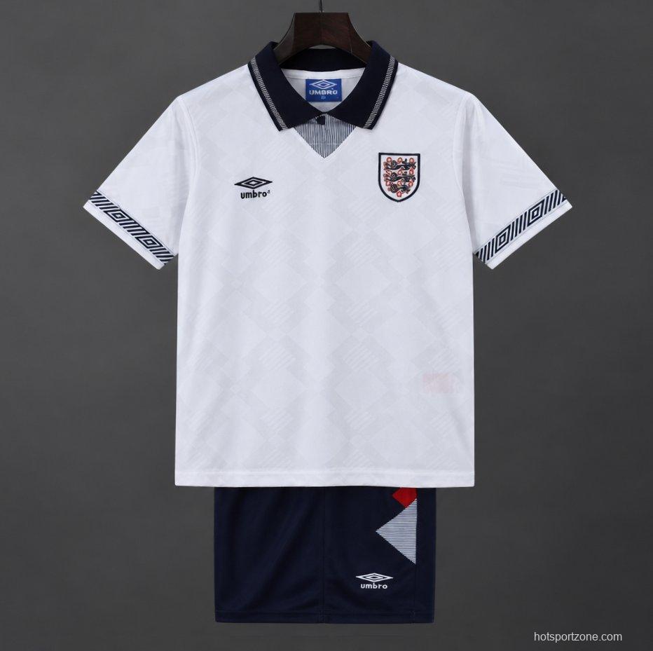 Retro 1990/92 Kids England White Home Jersey