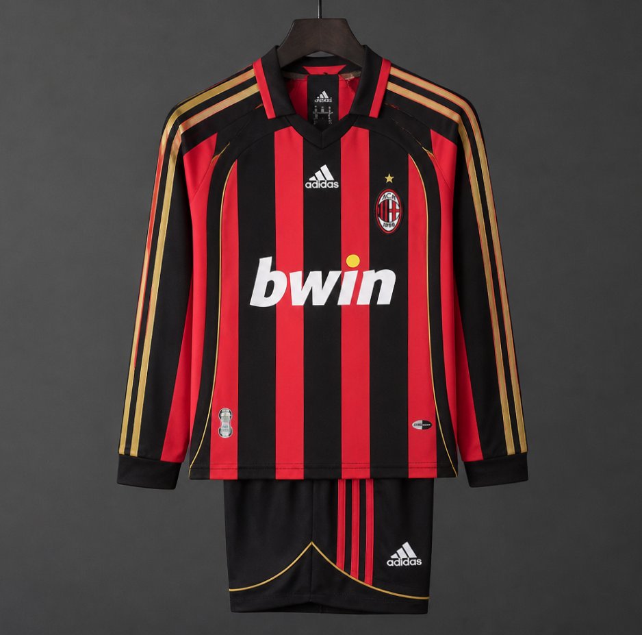 Retro Kids 06/07 AC Milan Home Long Sleeve Jersey