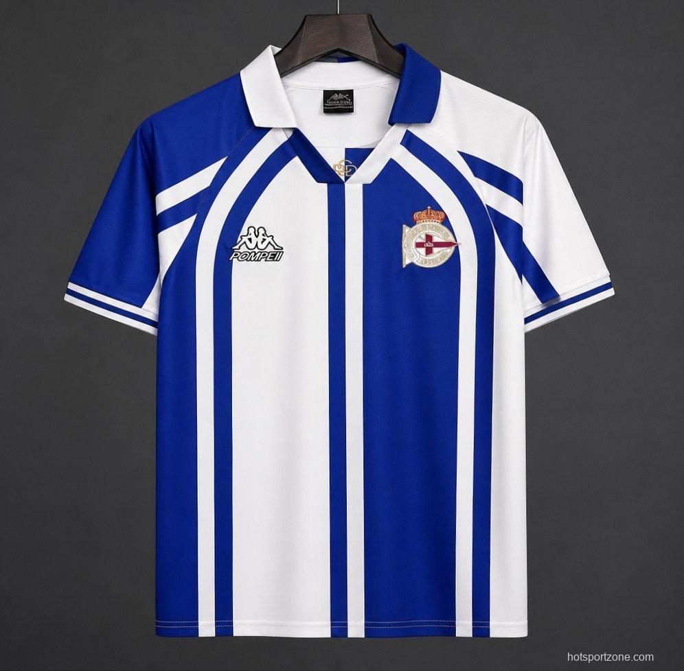 Retro  Deportivo La Coruña Blue & White Stripe Home Jersey