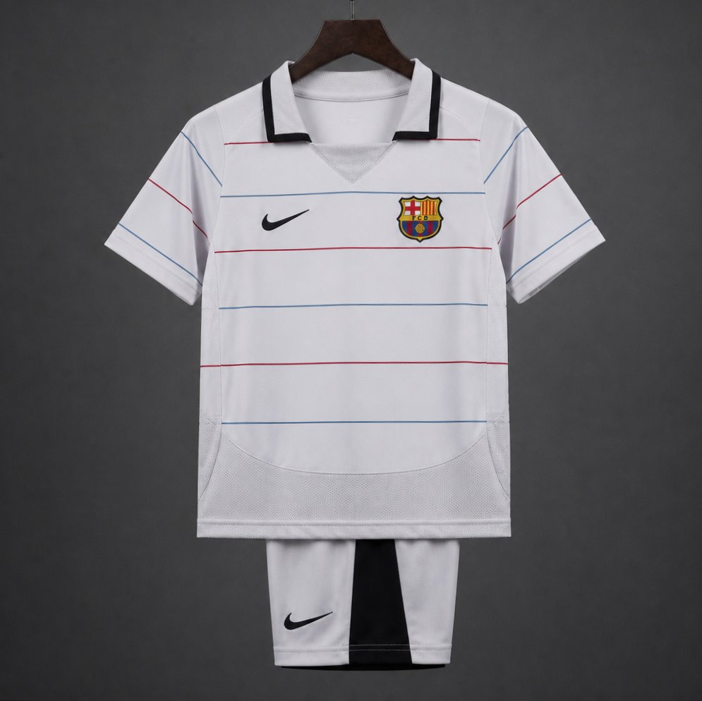 Retro Kids 03/04 FC Barcelona Away Grey Jersey