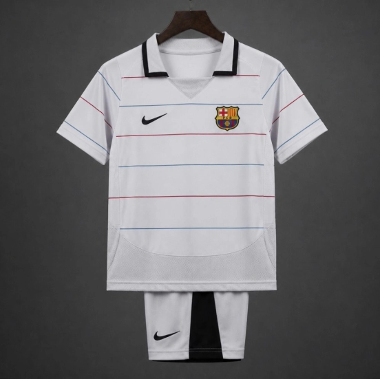 Retro Kids 03/04 FC Barcelona Away Grey Jersey
