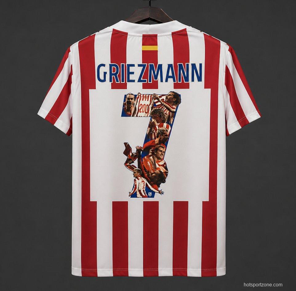 25/26 Atletico Madrid Home Jersey With Griezmann Special Printing