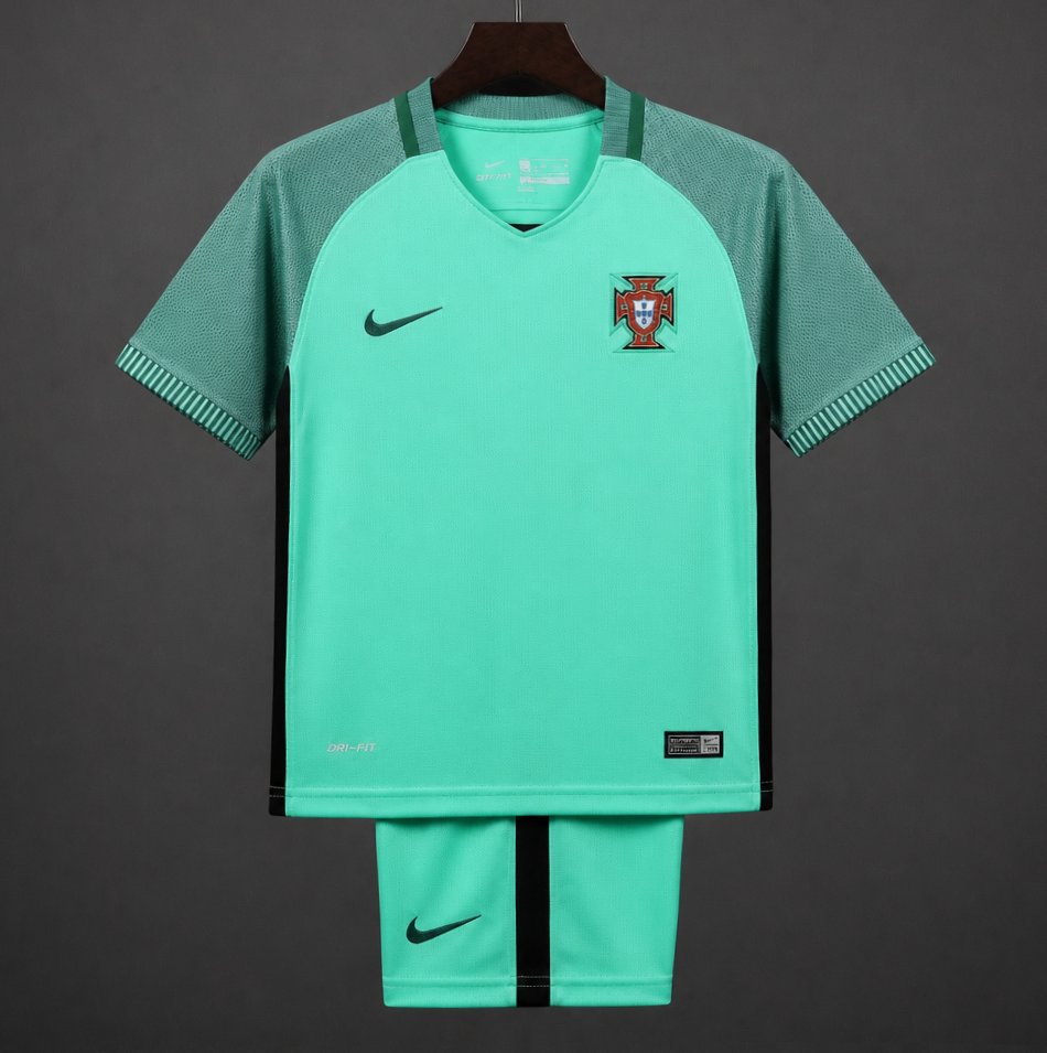 Retro Kids 2016 Portugal Away Green Jersey
