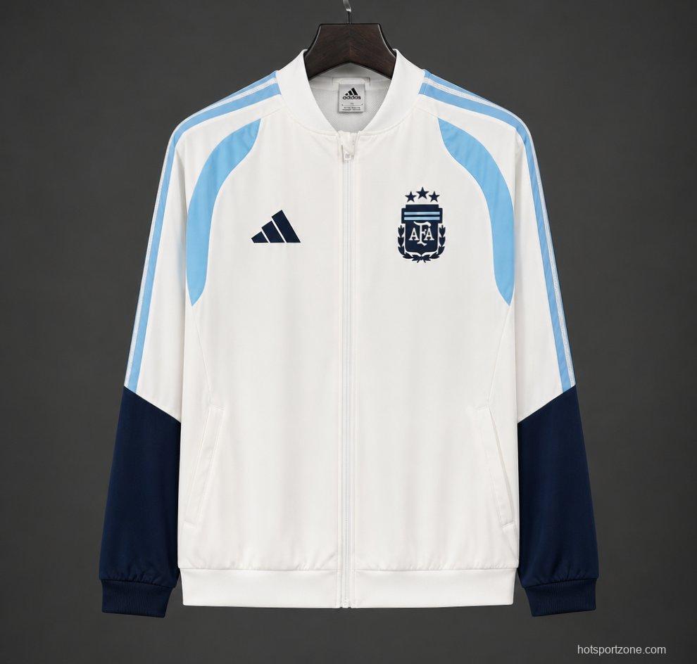 2026 Argentina White Full Zipper Windbreaker