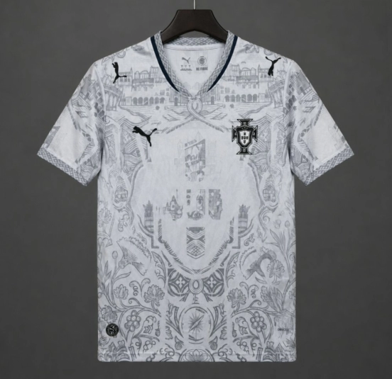 2026 Portugal White with Grey Azulejo Tile and Floral Tapestry Pattern Special Edition Jersey
