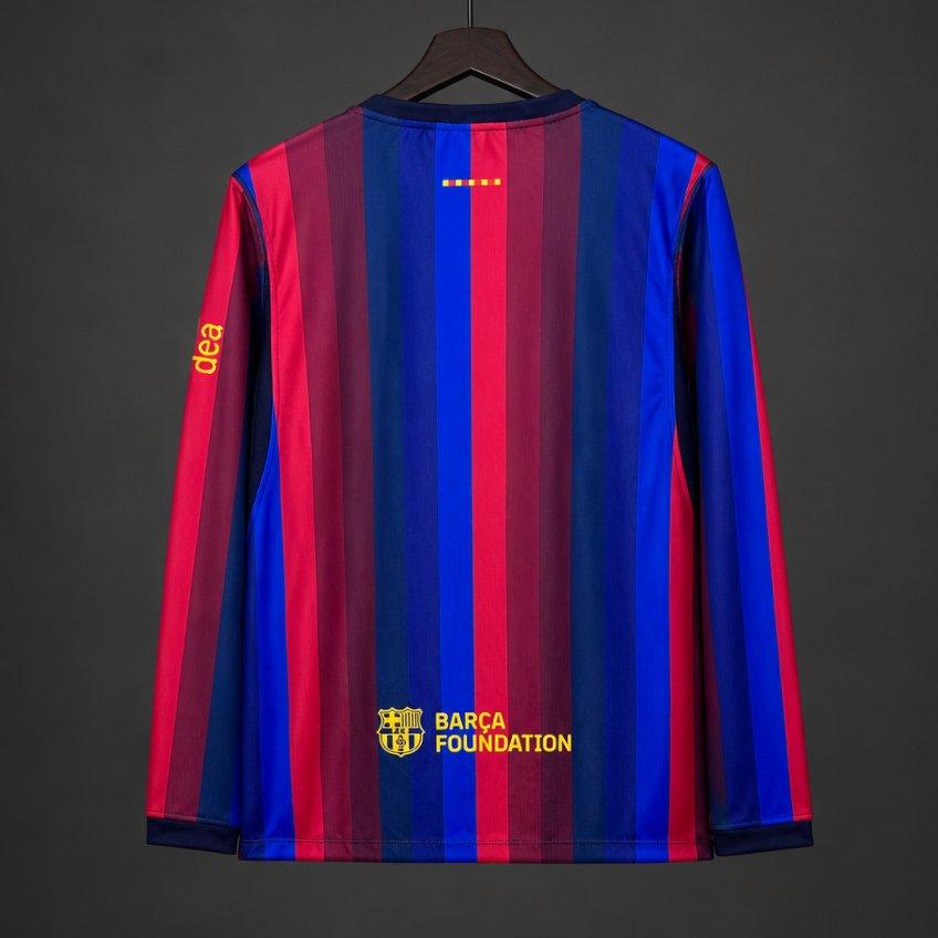 26/27 Barcelona Blue & Red Stripes Long Sleeve Home Jersey