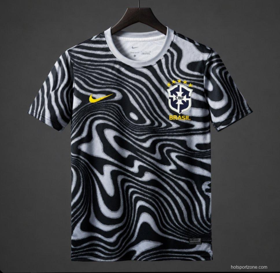 2026 Brazil Grey/Black Cotton T-Shirt