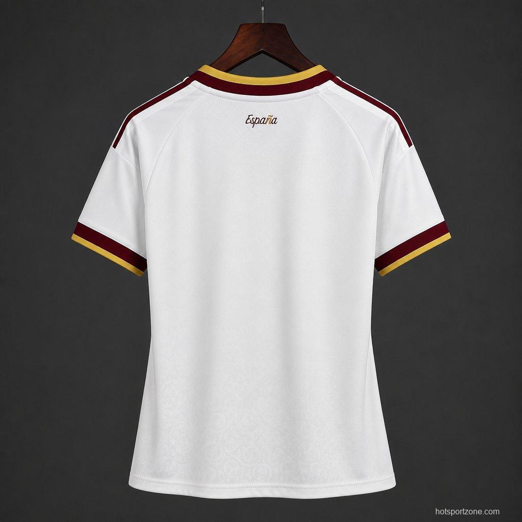 2 Star 2026 Women Spain Away White Jersey With Champion Patch